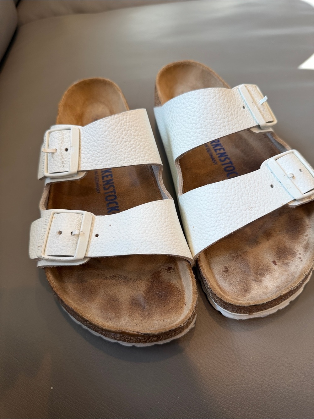 Birkenstock Arizona White Leather Sandals – Size 38